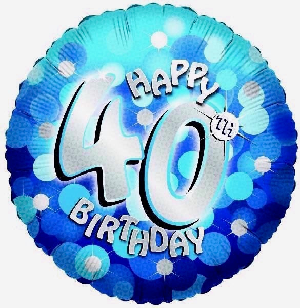 18"/ 46cm SPARKLE BLUE HAPPY 40TH BIRTHDAY ROUND FOIL BALLOON