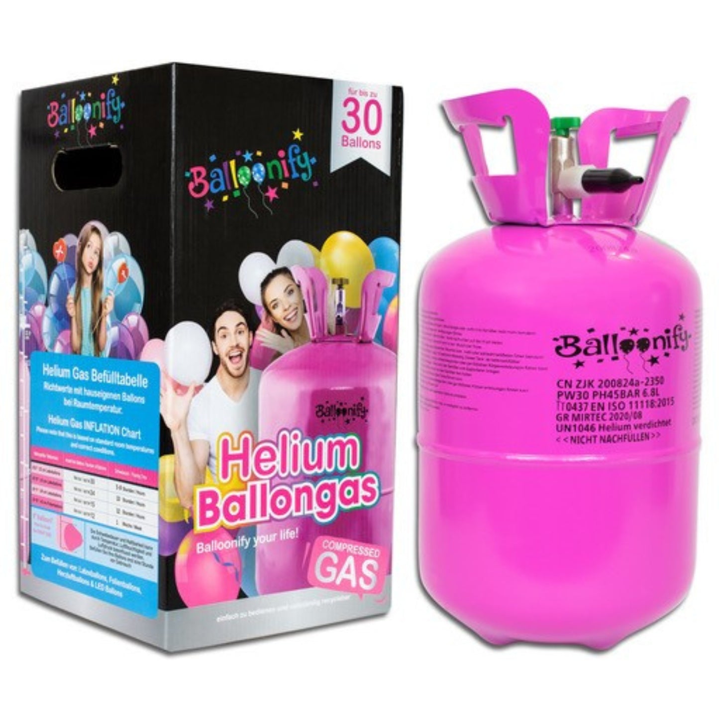 SMALL DISPOSABLE HELIUM CYLINDER (INFLATES UP TO 30 x 9"/ 23cm balloons)