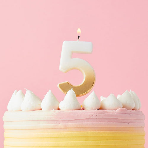 2.4"/ 6.2cm GOLD OMBRE NUMBER '5' CANDLE
