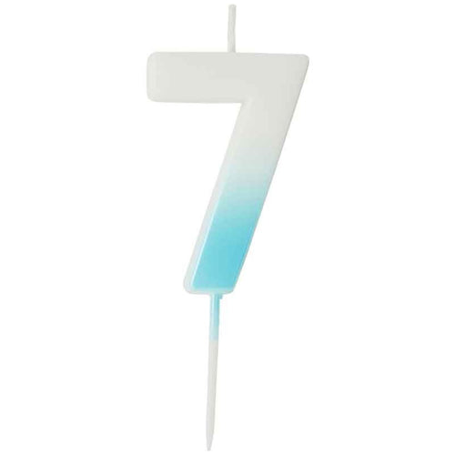 2.4"/ 6.2cm BLUE OMBRE NUMBER '7' CANDLE