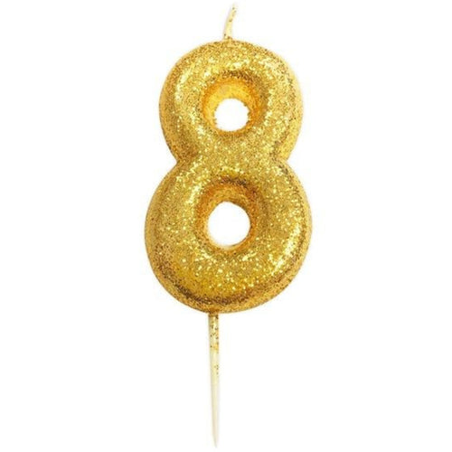 2.8"/ 7cm GOLD NO. 8 GLITTER PICK CANDLE