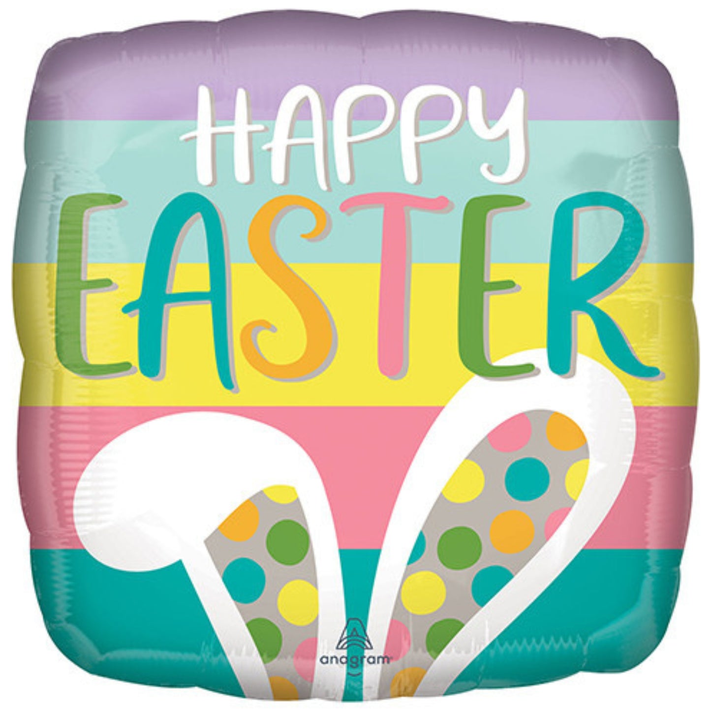 18"/ 46cm HAPPY EASTER BUNNY EARS SQUARE FOIL BALLOON