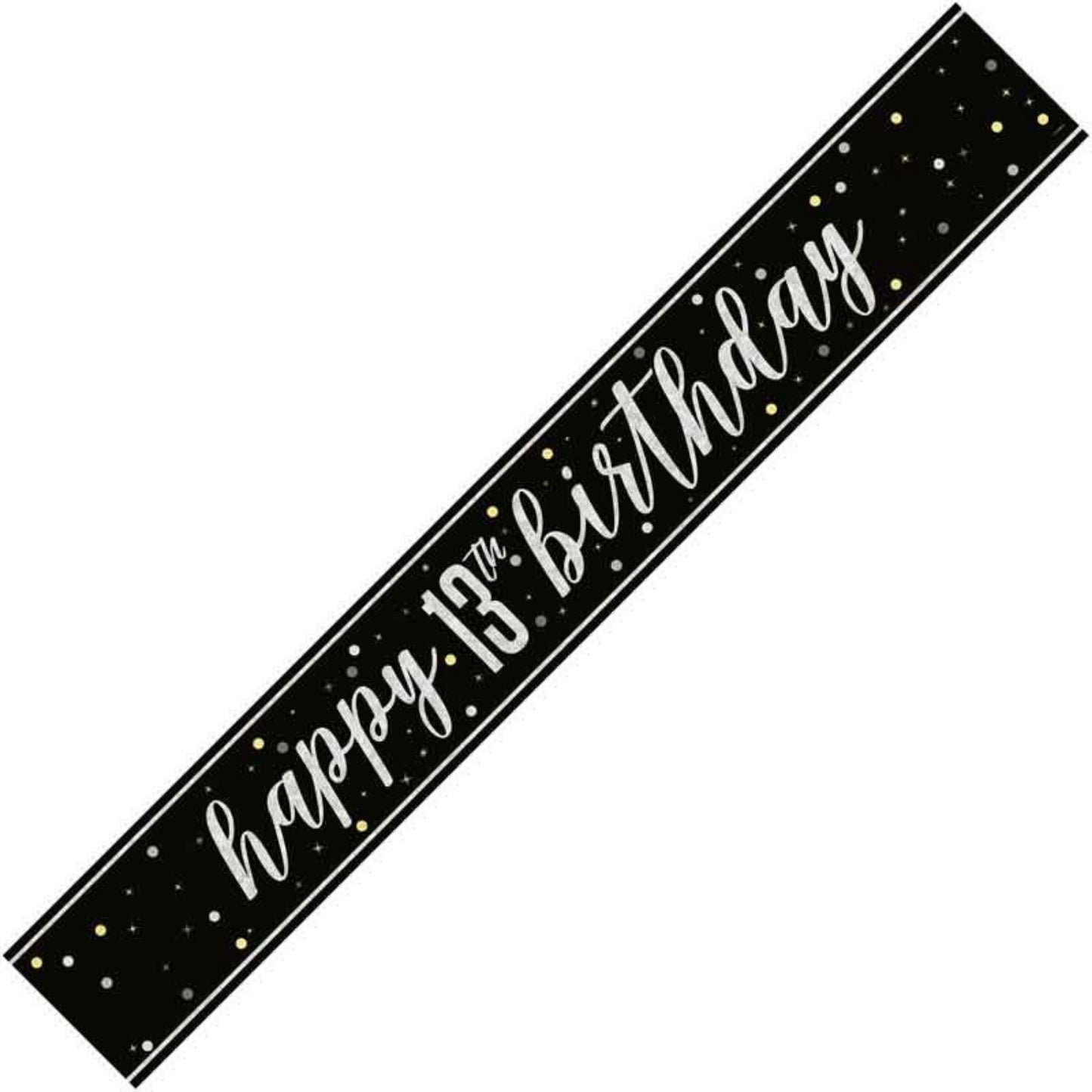 9ft / 2.7m GLITZ BLACK 13TH BIRTHDAY BANNER