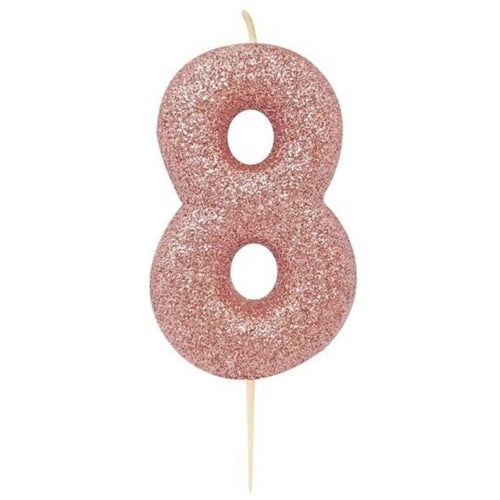 2.8"/ 7cm ROSE GOLD NO. 8 GLITTER PICK CANDLE