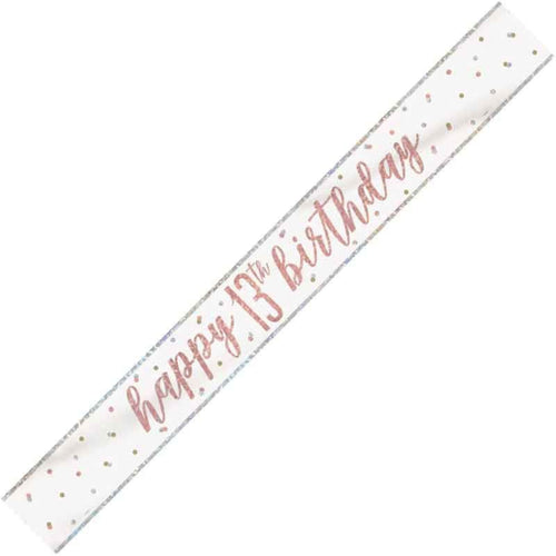 9ft / 2.7m GLITZ ROSE GOLD 13TH BIRTHDAY BANNER