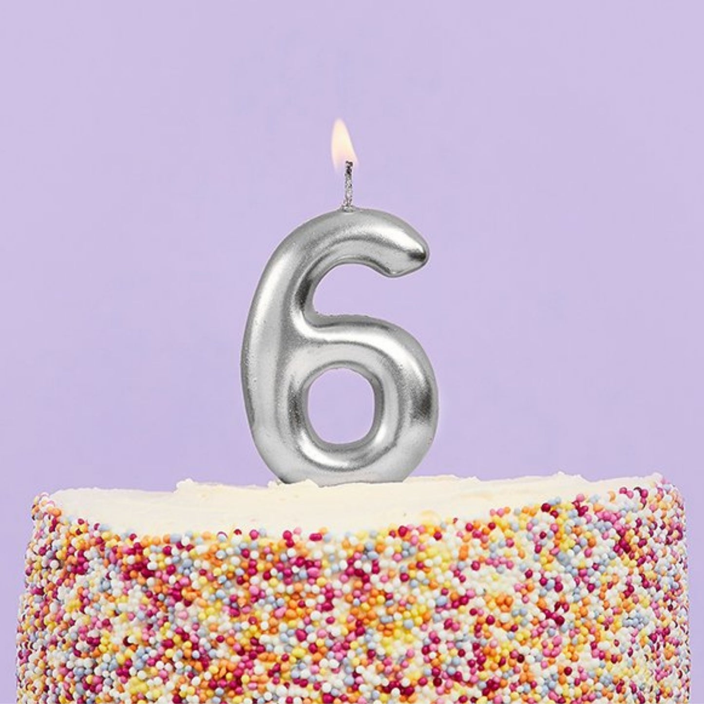3"/ 8cm SILVER NUMBER '6' CANDLE