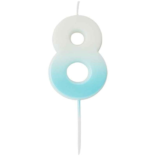 2.4"/ 6.2cm BLUE OMBRE NUMBER '8' CANDLE
