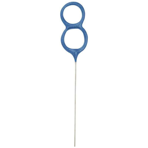 7"/ 18cm NUMERAL 8 BLUE GLITZ SPARKLER CANDLE