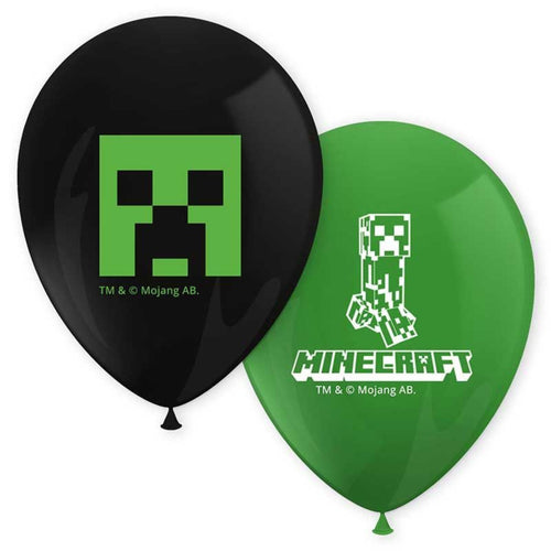 11"/ 27cm MINECRAFT 8 PACK LATEX BALLOONS
