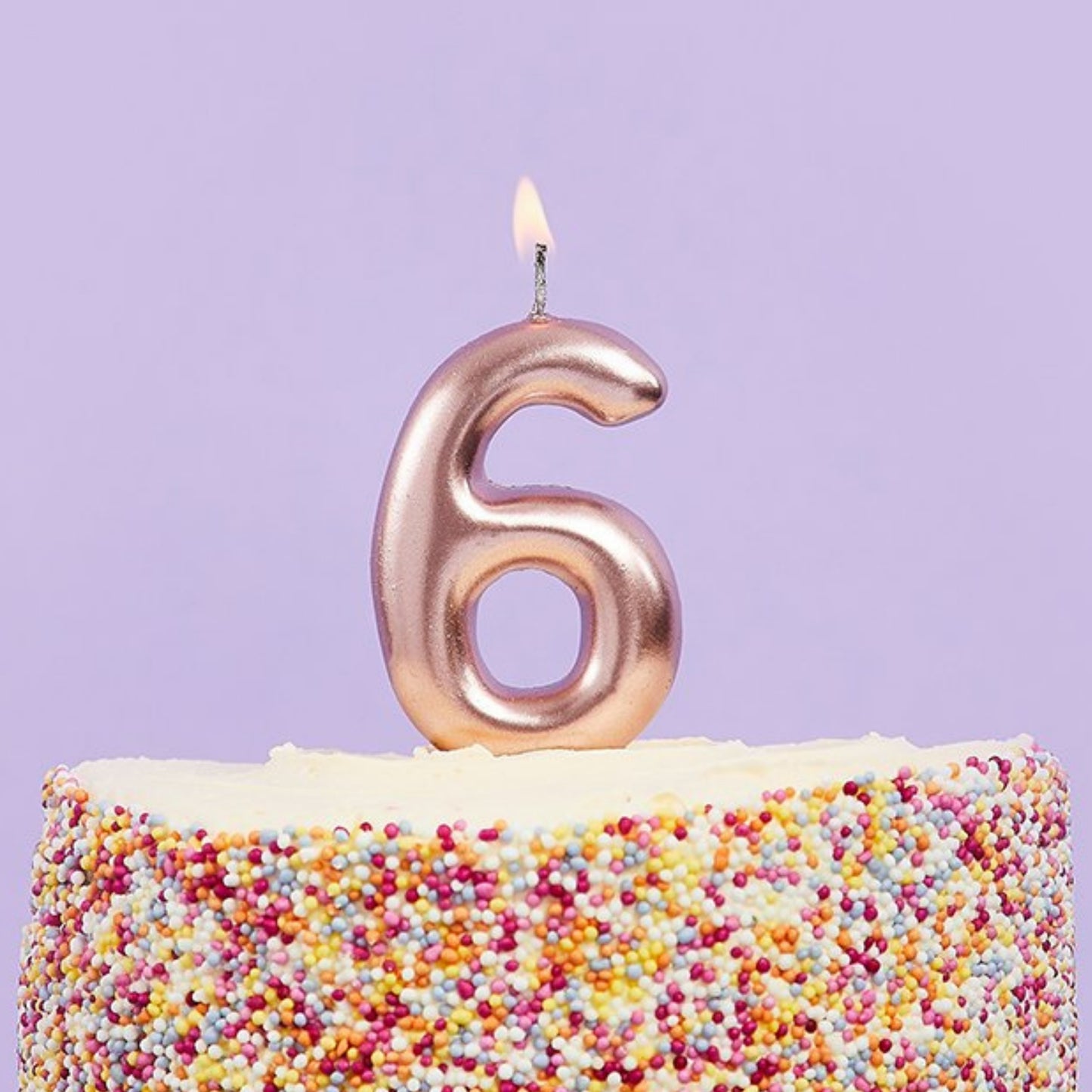 3"/ 8cm ROSE GOLD NUMBER '6' CANDLE