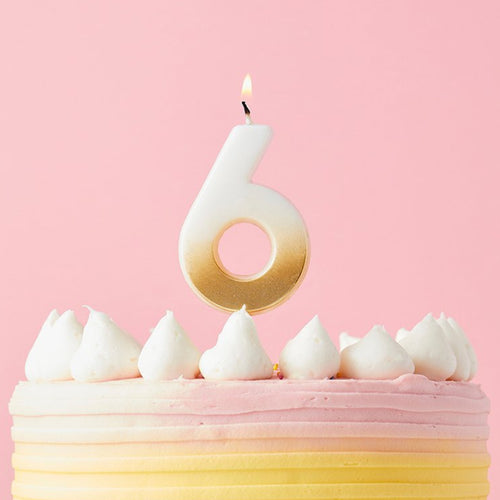 2.4"/ 6.2cm GOLD OMBRE NUMBER '6' CANDLE
