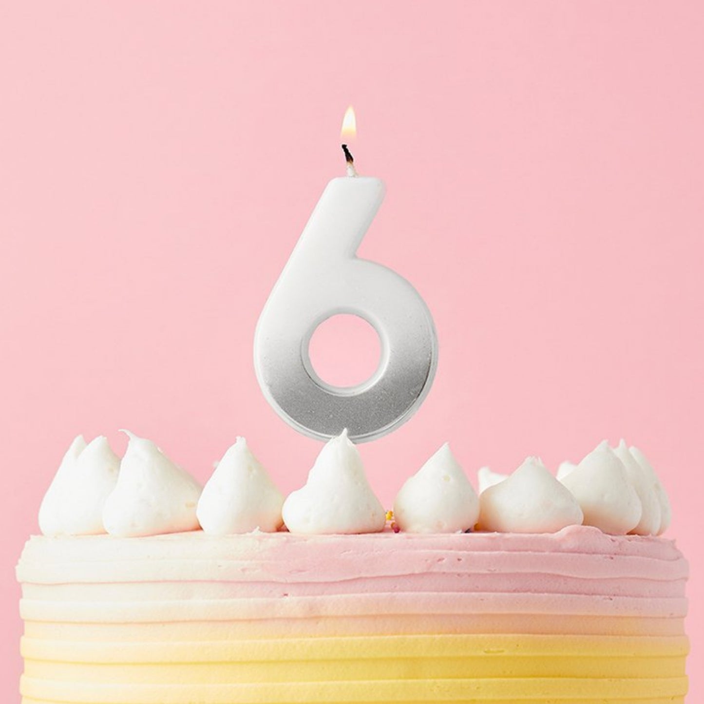 2.4"/ 6.2cm SILVER OMBRE NUMBER '6' CANDLE