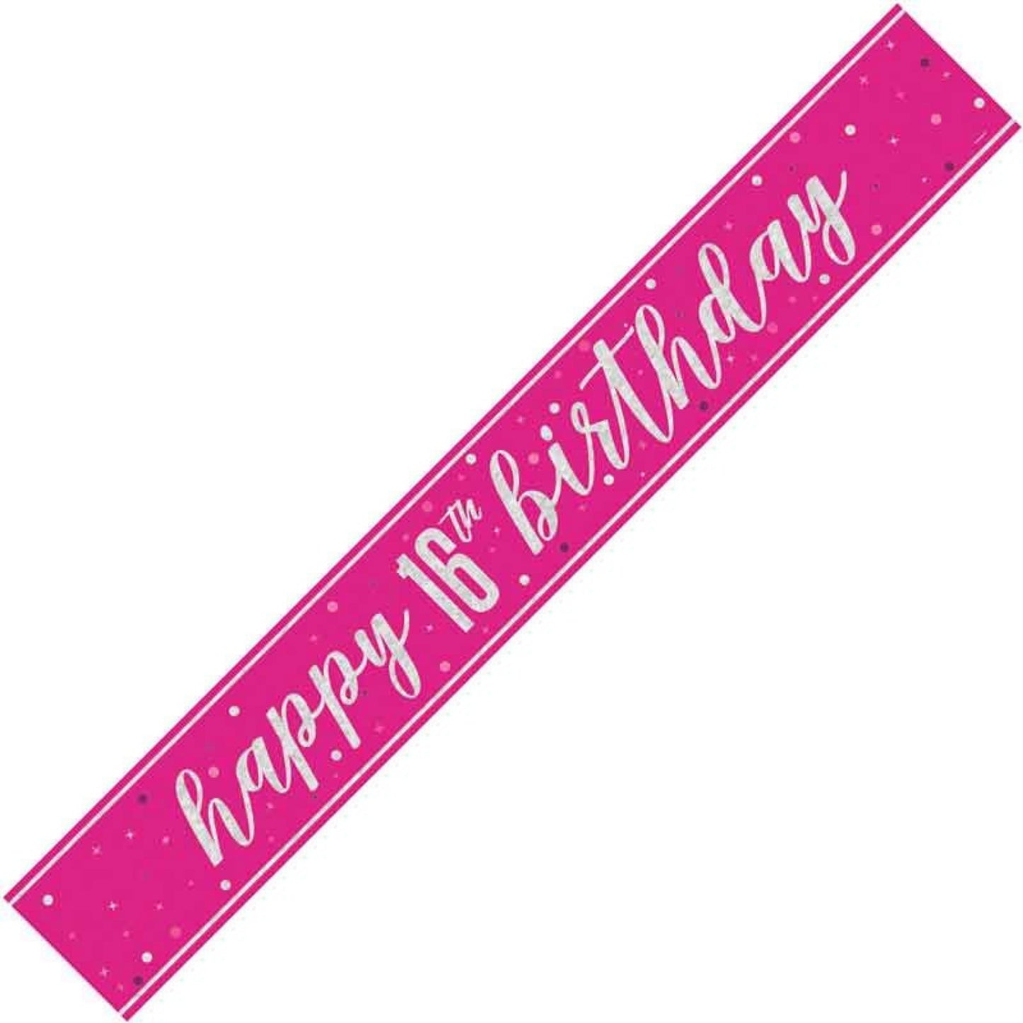 9ft / 2.7m GLITZ PINK 16TH BIRTHDAY BANNER
