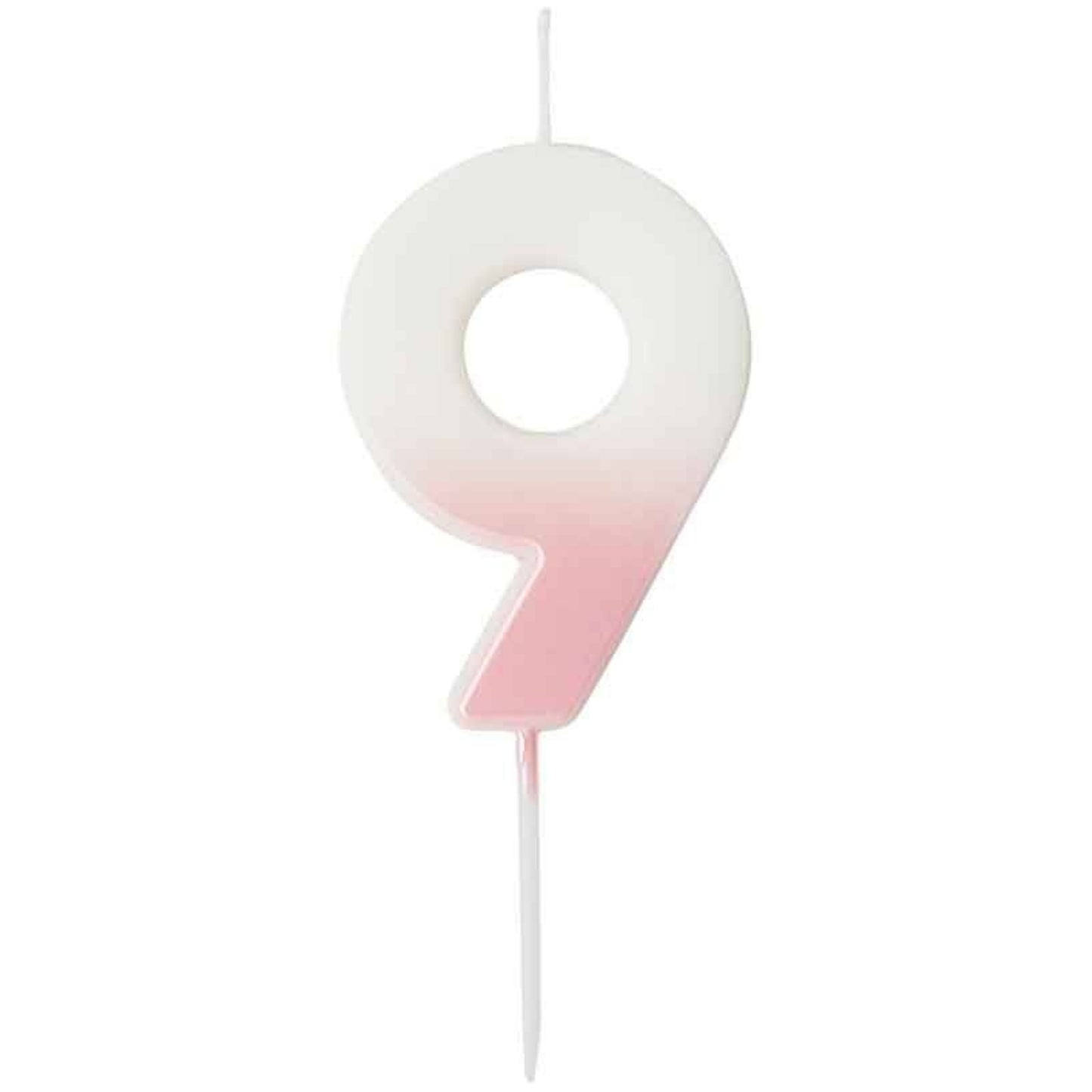 2.4"/ 6.2cm PINK OMBRE NUMBER '9' CANDLE