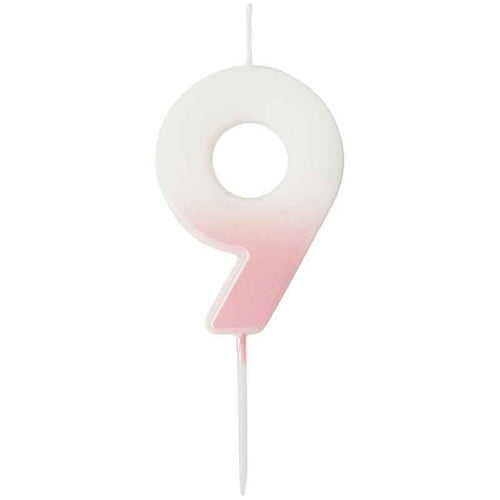 2.4"/ 6.2cm PINK OMBRE NUMBER '9' CANDLE