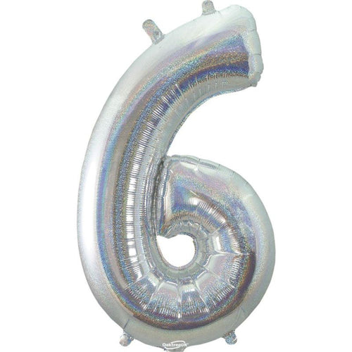 HOLOGRAPHIC SILVER '6' (34"/ 86cm)