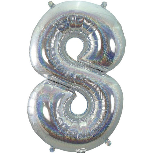 HOLOGRAPHIC SILVER '8' (34"/ 86cm)