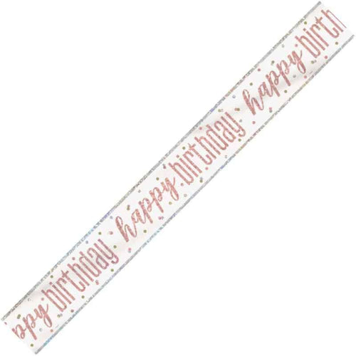 9ft / 2.7m GLITZ ROSE GOLD BIRTHDAY BANNER