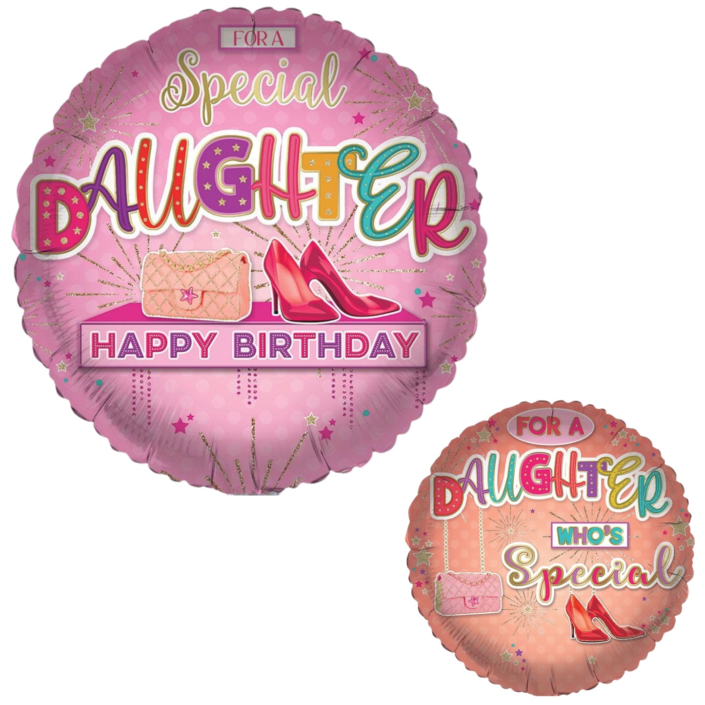 18"/ 46cm HAPPY BIRTHDAY DAUGHTER DOUBLE-SIDED ROUND FOIL BALLOON
