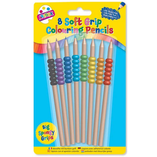 8 COLOURING PENCILS WITH BRIGHT SOFT GRIP