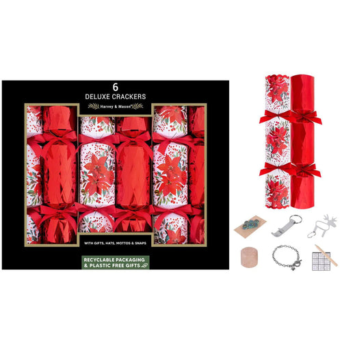 HARVEY & MASON DELUXE 'POINSETTIA' 13.5" CHRISTMAS CRACKERS (13.5" x 6)