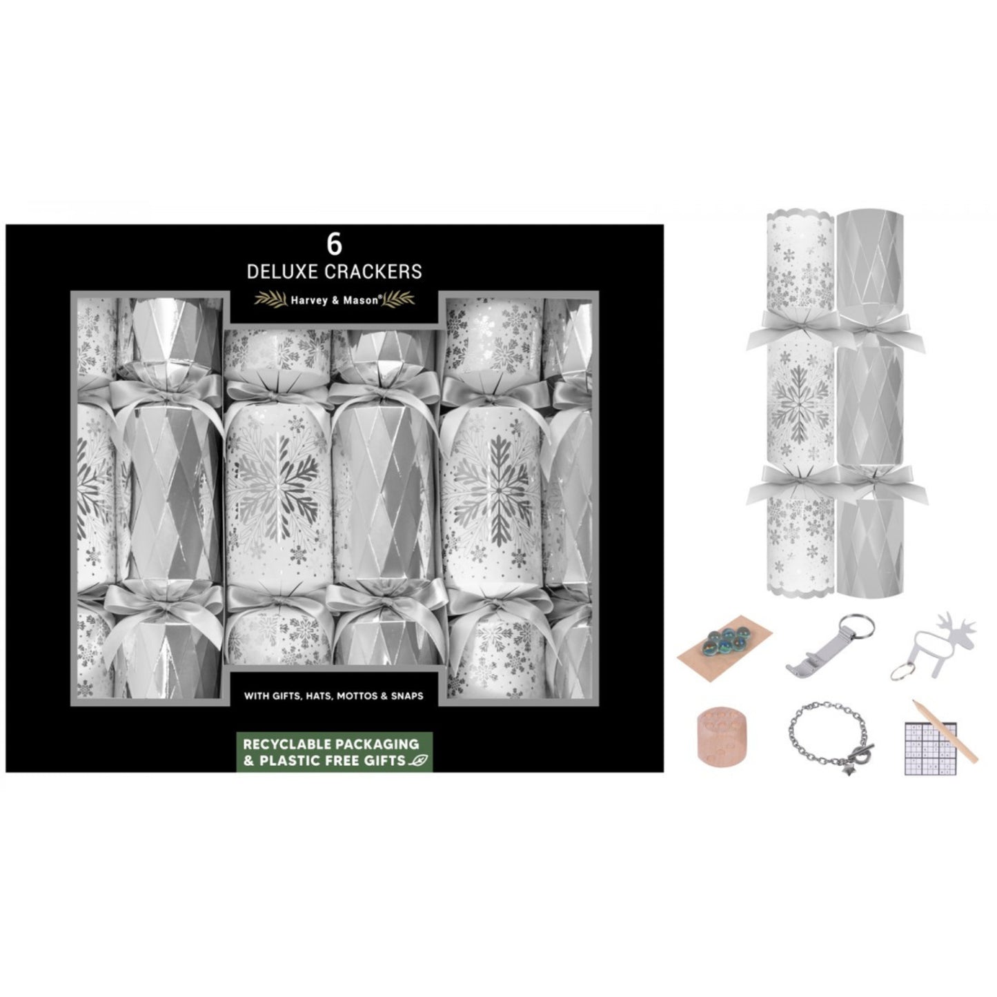 HARVEY & MASON DELUXE 'SNOWFLAKE' 13.5" CHRISTMAS CRACKERS (13.5" x 6)