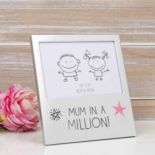 ALUMINIUM "MUM IN A MILLION" PHOTO FRAME (5" x 3.5")