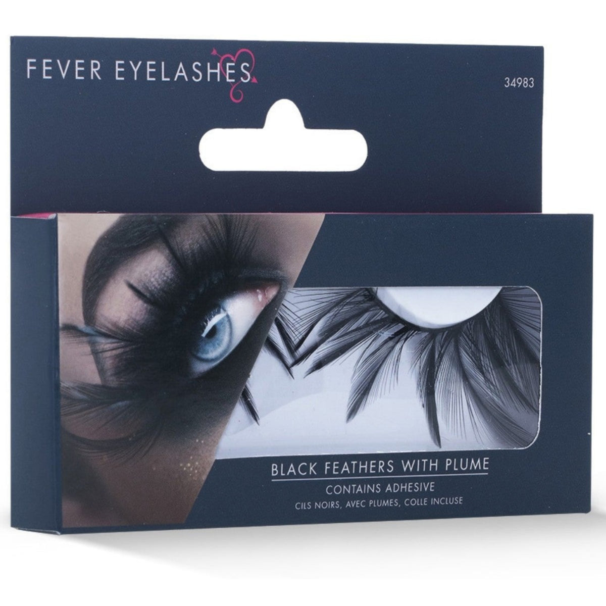 BLACK FEATHER PLUME EYELASHES WITH ADHESIVE
