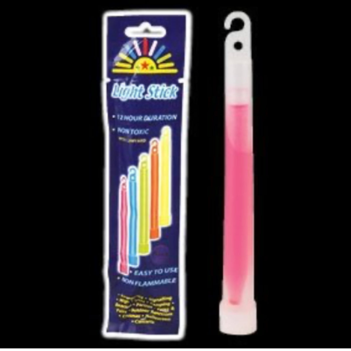 GLOW IN THE DARK LIGHT STICK LANYARD (6" - 5 ASSORTED COLOURS)