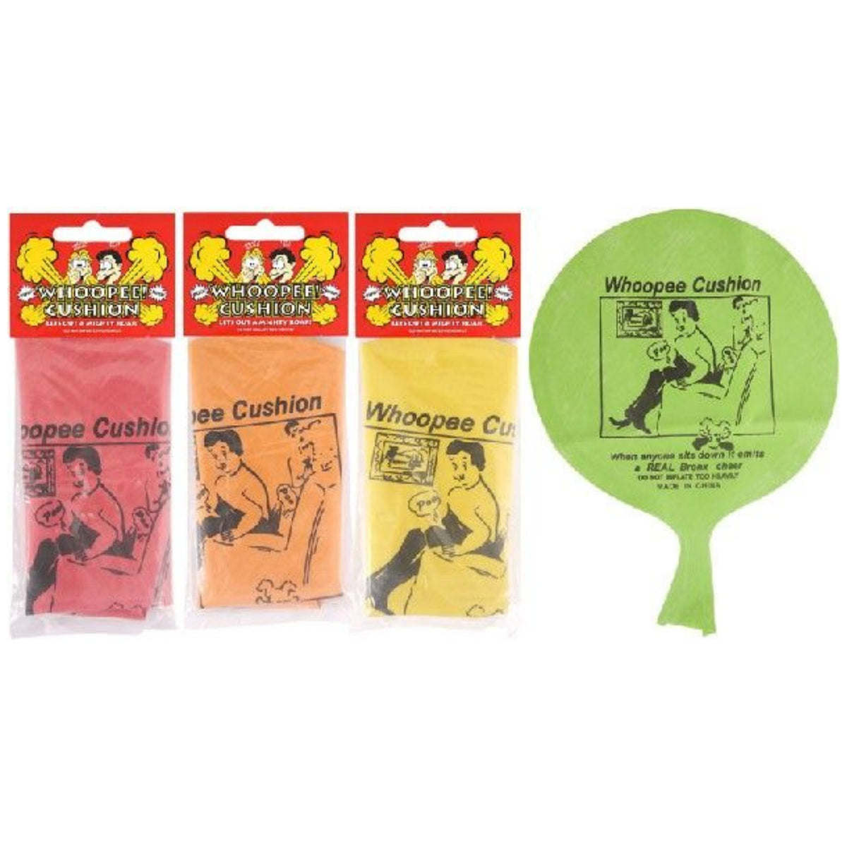 WHOOPEE CUSHION (16.5cm - 4 ASSORTED COLOURS)