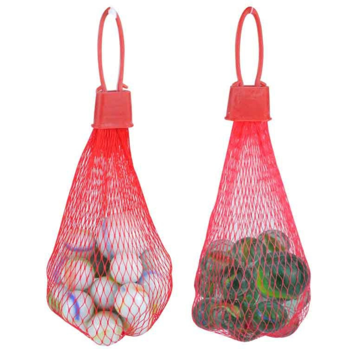 GLASS MARBLES IN NET (20 PACK - 2 ASSORTED DESIGNS)