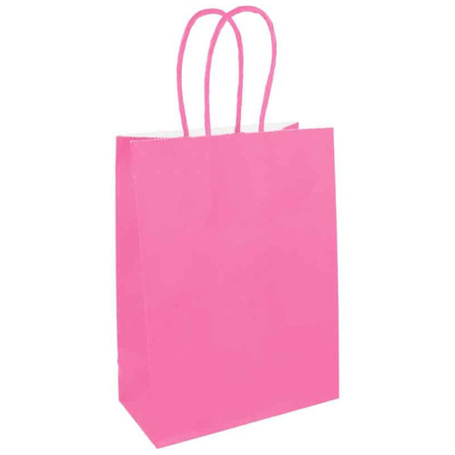 HOT PINK PAPER PARTY BAG WITH HANDLES (14cm x 21cm)