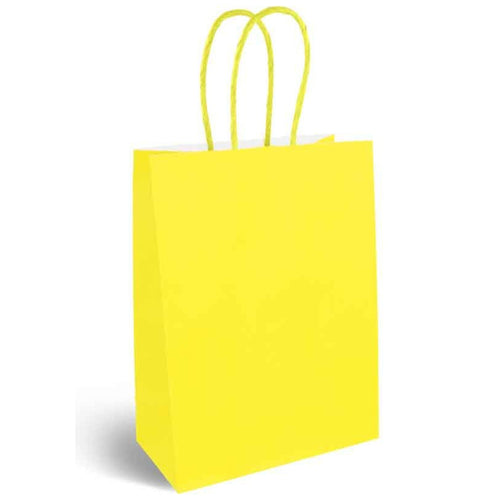 YELLOW PAPER PARTY BAG WITH HANDLES (14cm x 21cm)