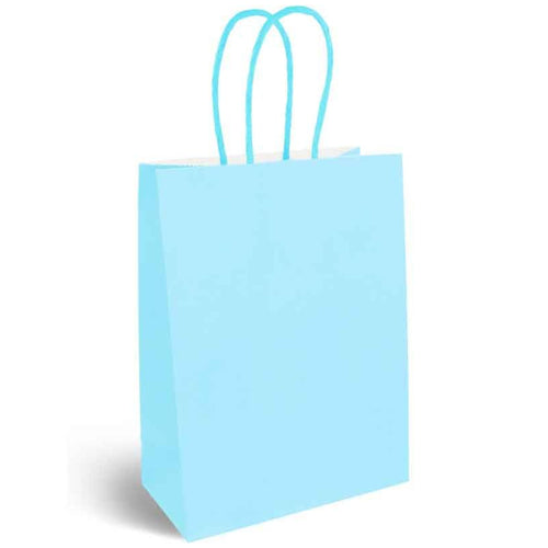 BABY BLUE PAPER PARTY BAG WITH HANDLES (14cm x 21cm)