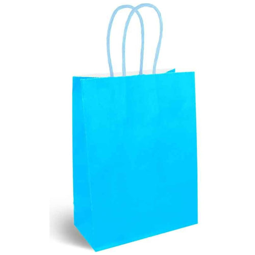 NEON BLUE PAPER PARTY BAG WITH HANDLES (14cm x 21cm)