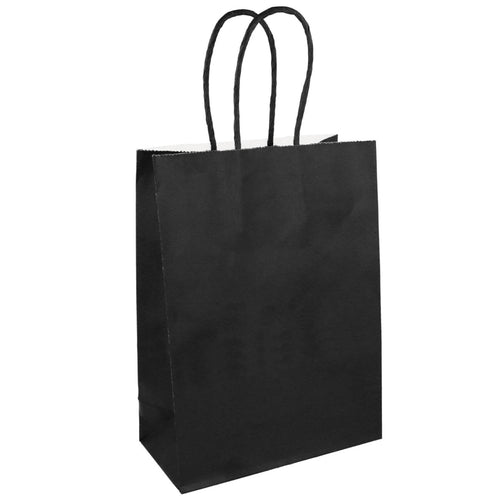 BLACK PAPER PARTY BAG WITH BLACK HANDLES (14cm x 21cm)