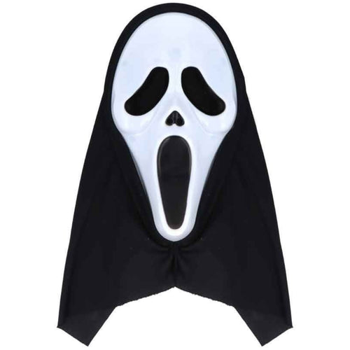 ADULT GHOST FACE MASK WITH HOOD (19 x 32cm)