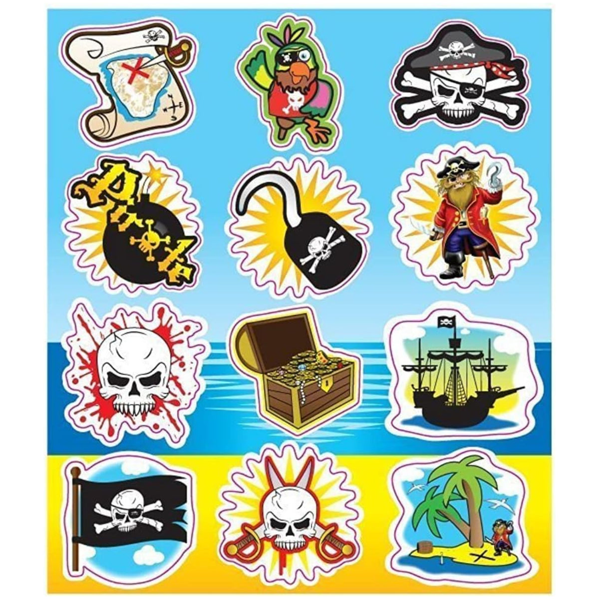 PIRATE STICKERS (12cm - 12 PER SHEET)