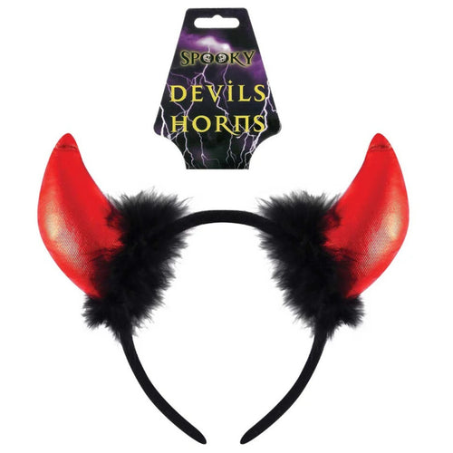 DEVIL HORNS WITH FUR HEADBAND