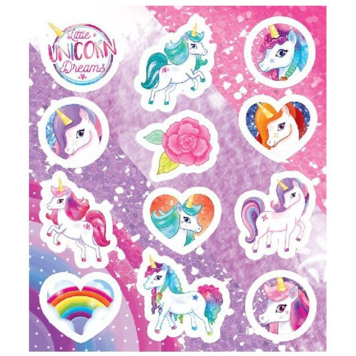 UNICORN STICKERS (12cm - 12 PER SHEET)