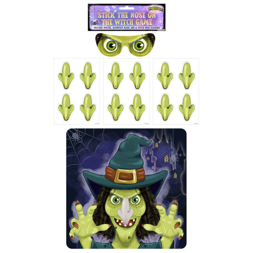 ‘STICK THE NOSE ON THE WITCH’ HALLOWEEN GAME (14 PIECES)