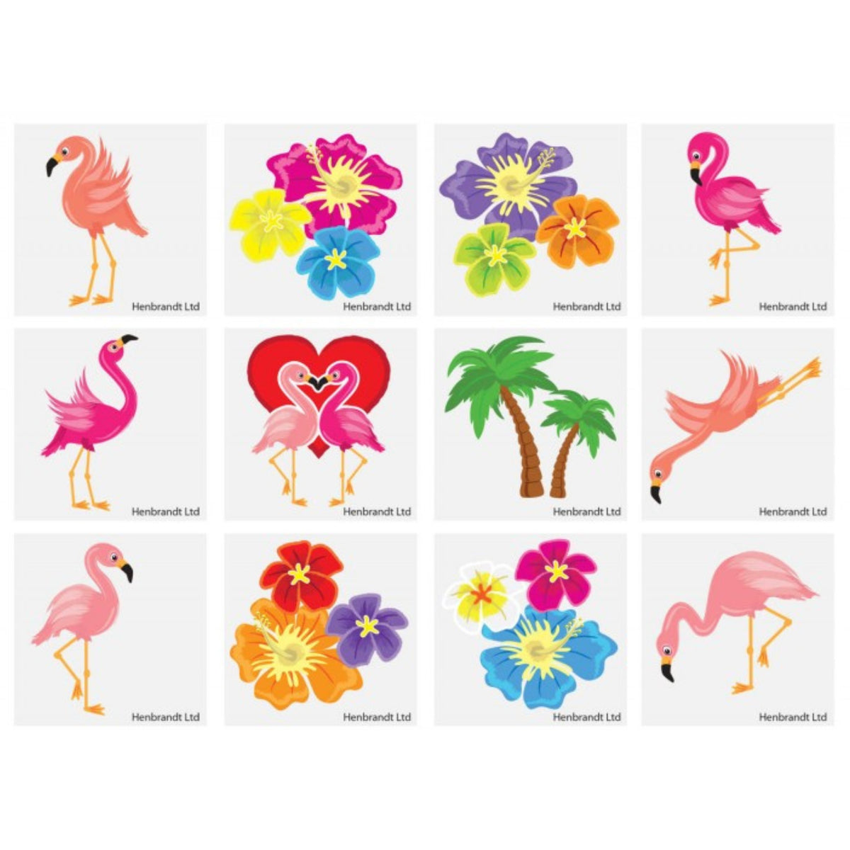 FLAMINGO TATTOO (4cm - 12 ASSORTED DESIGNS)