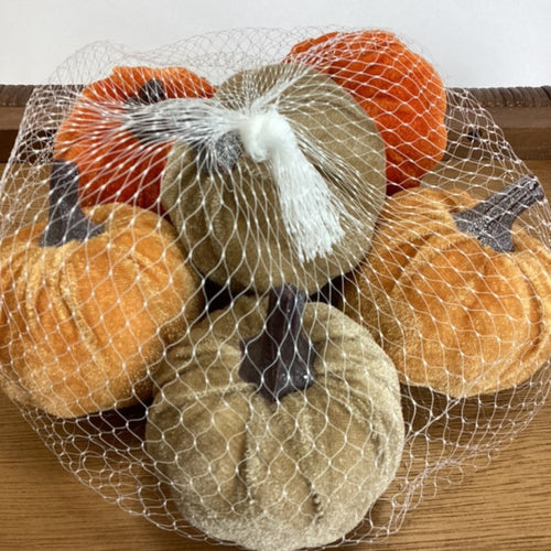 VELVET PUMPKINS (BAG OF 6)