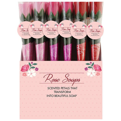 40cm SOAP ROSE IN CLEAR WRAP (Assorted Colours)