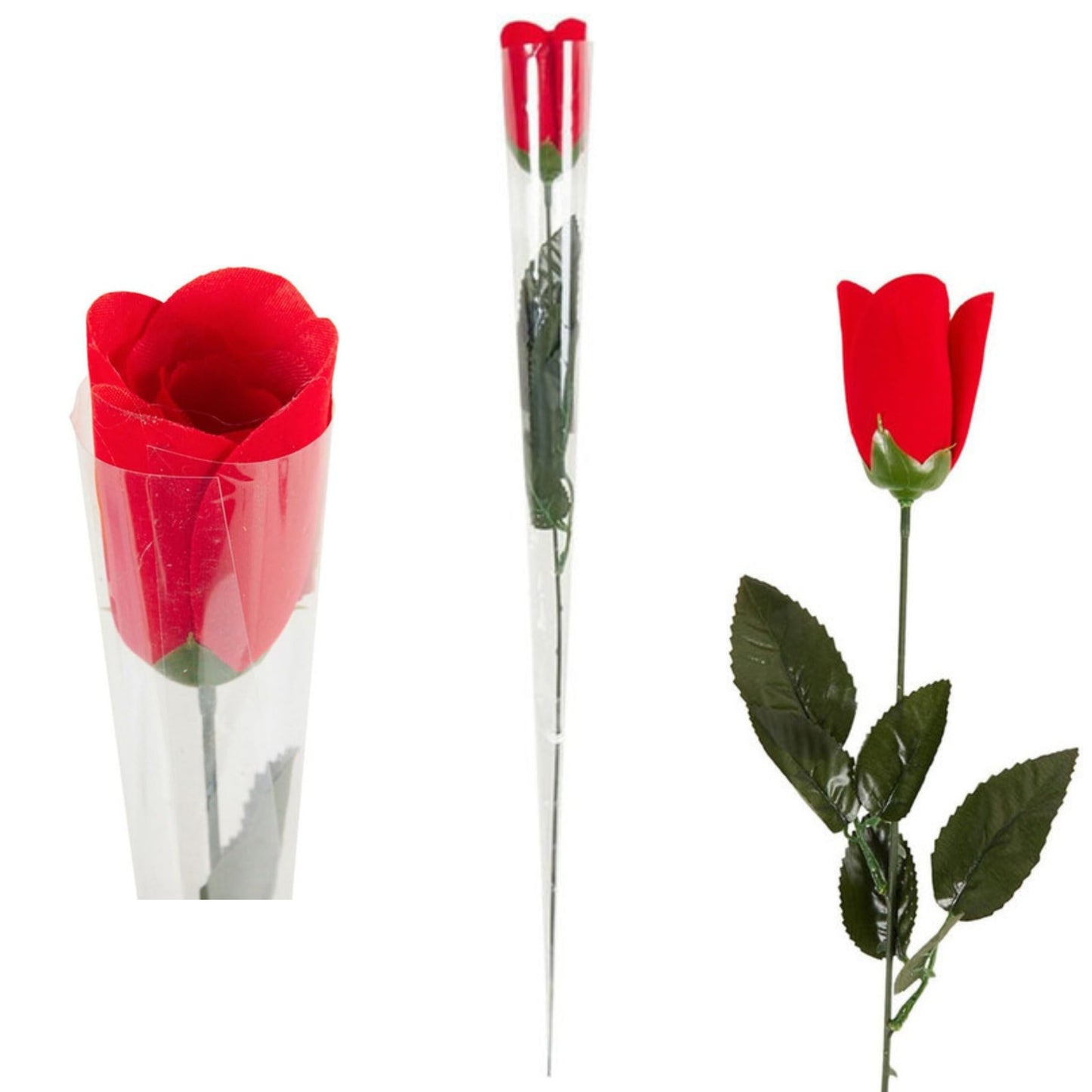 45cm ROSE IN CLEAR WRAP