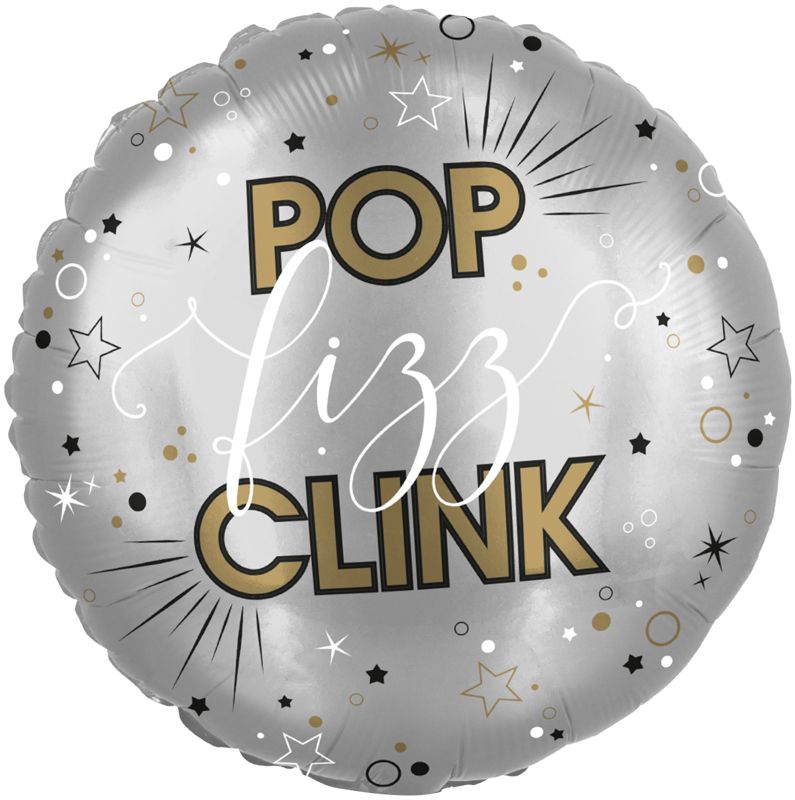 18"/ 46cm POP CLINK FIZZ ROUND FOIL BALLOON