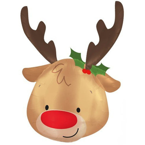 31"/ 79cm REINDEER HEAD SUPERSHAPE FOIL BALLOON