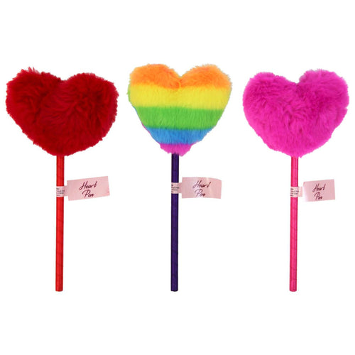 22cm FLUFFY HEART PEN (Assorted Colours)