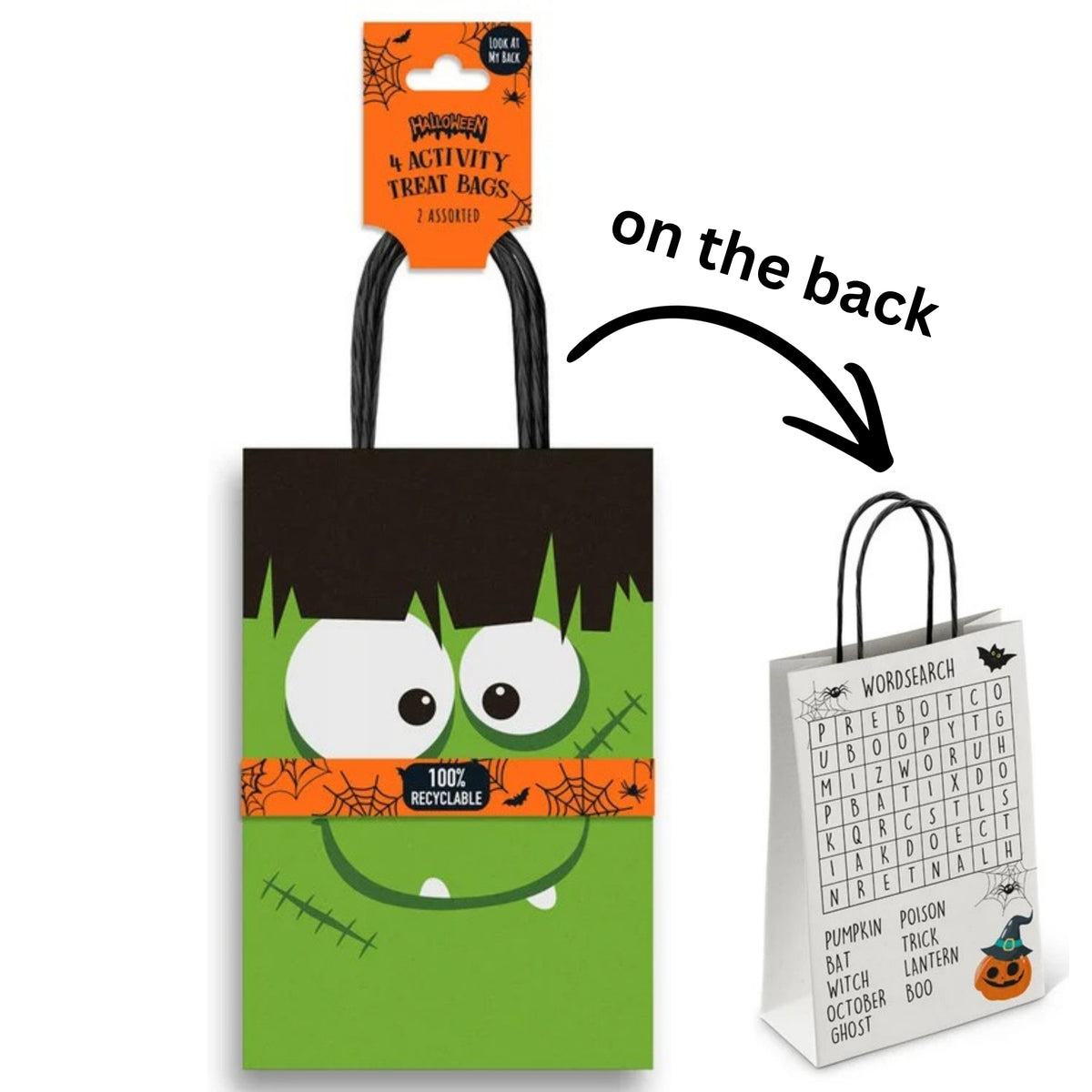 HALLOWEEN ACTIVITY TREAT BAGS (14 x 22cm, 4 PACK)