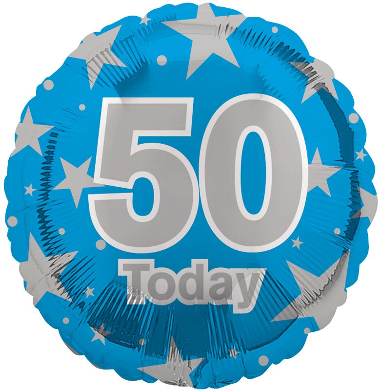 18"/ 46cm BLUE AGE 50 ROUND FOIL BALLOON